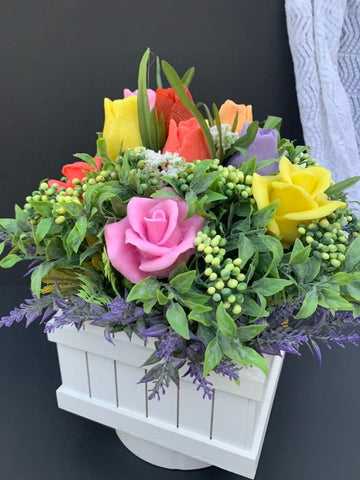 Customizable soap flower arrangement