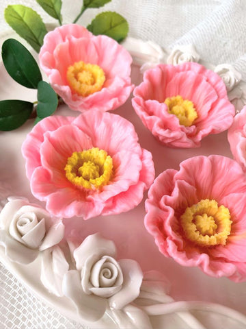 Baby shower soap favor, It's a girl, Pink poppy flower soap, 10 pieces