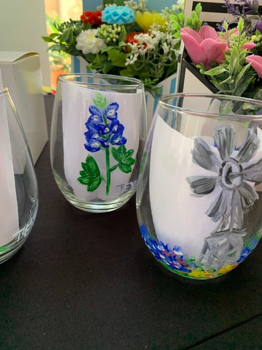 Texas themed Wine Glasses