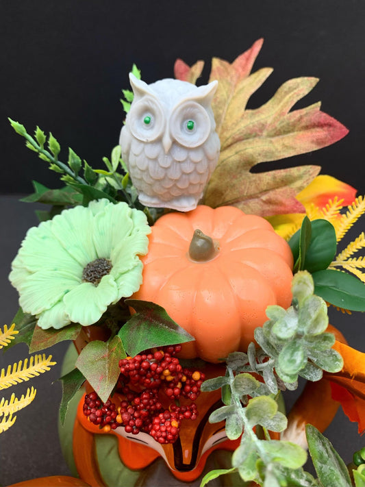 Fox and Owl Love -Fall soap flowers arrangement
