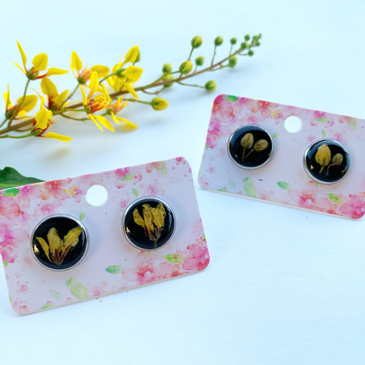 Stud earrings , Studs flowers earrings , real flowers studs, botanical studs