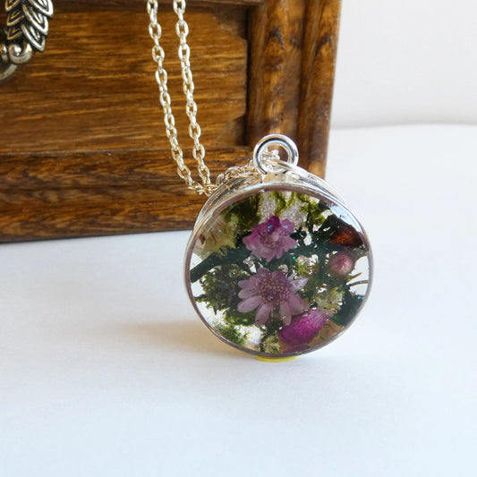 Woodland necklace, Real forest necklace, Terrarium necklace