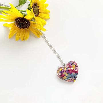 Texas Bluebonnet necklace, Heart pendant