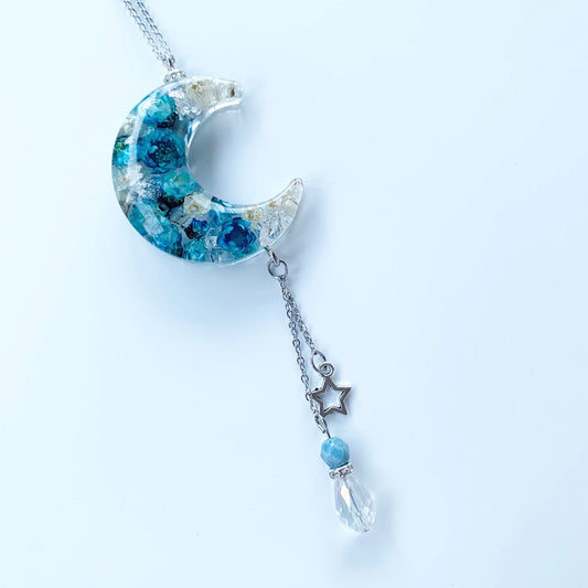 Moon necklace, Crescent moon necklace, celestial jewelry, Healing necklace, Nature lover gift