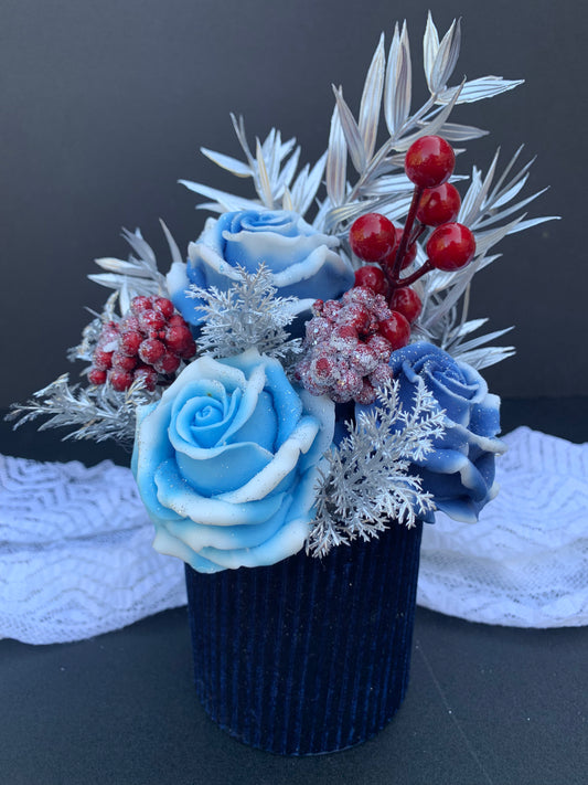 Blue Christmas magic soap flowers arrangement arr