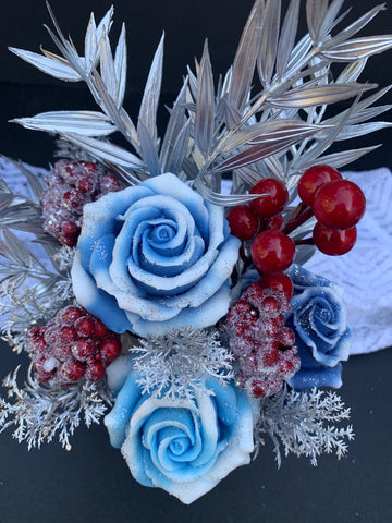 Blue Christmas magic soap flowers arrangement arr