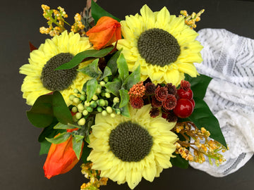 Sunflower happiness soap bouquet, Autumn flowers arrangement, Sunneflower bouquet