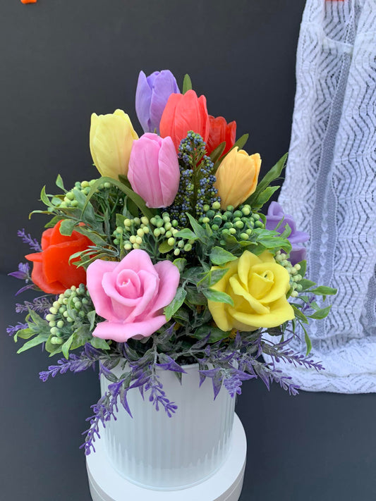 Customizable soap flower arrangement