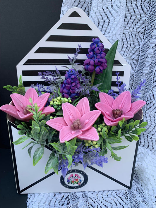 Pink Soap Lily flower arrangement