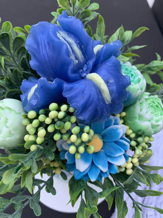 Blue butterfly Iris dream soap flowers arrangement