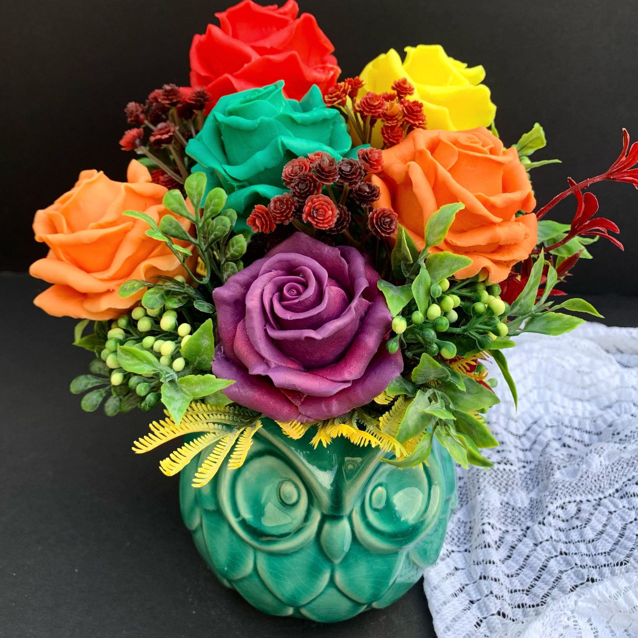 Fall flowers arrangement, Frida Kahlo inspired Fall soap flowers arrangement, Day of the Dead soap flower arrangement, DIA DES LOS MUERTOS Arrangement