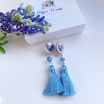 Real Texas Bluebonnet tassels earrings, Nature jewelry, Botanical earrings