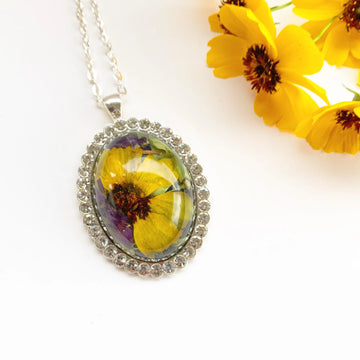 Wildflowers necklace, Victorian style flower necklace, Sunflower necklace