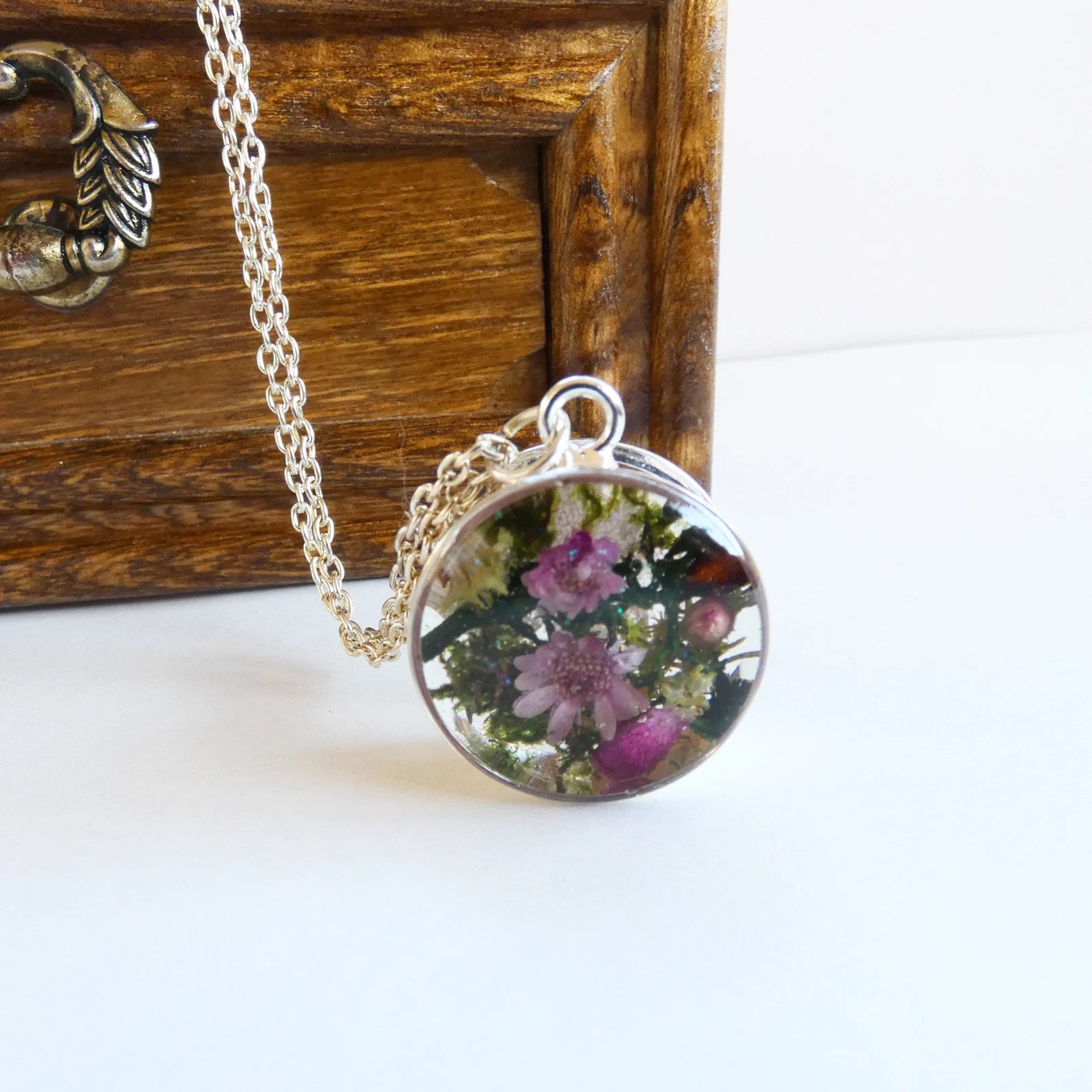 Woodland necklace, Real forest necklace, Terrarium necklace