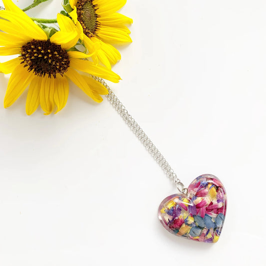 Texas Bluebonnet necklace, Heart pendant