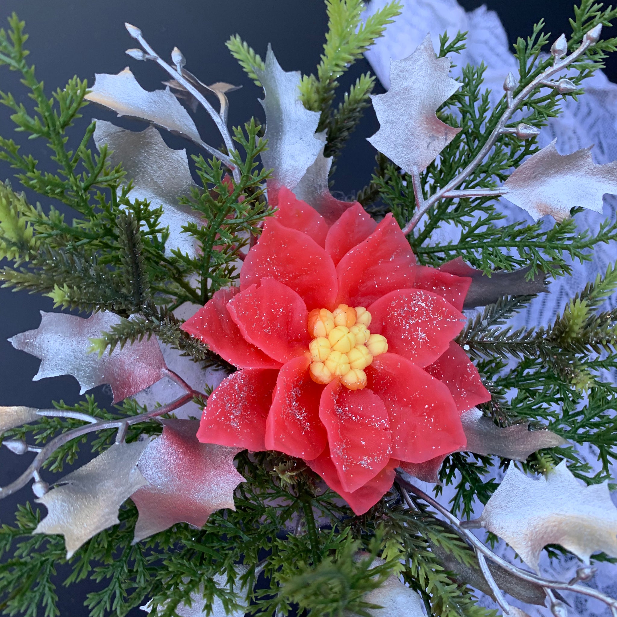 Christmas poinsettia flower arrangement