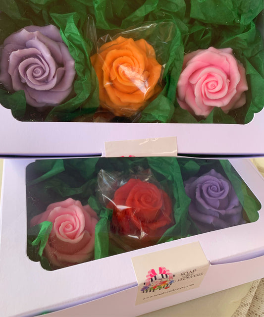 Birthday gift box of 3pc. soap roses