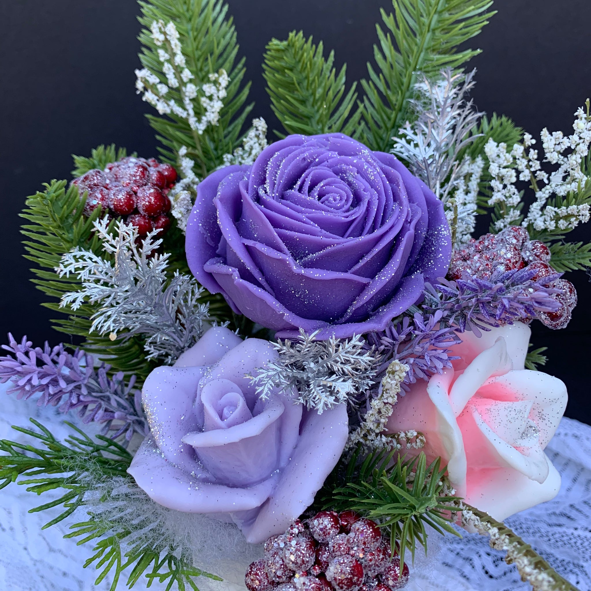 Christmas purple dream flower arrangement